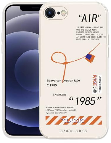 Cool Sports Style Compatible with iPhone 7/8/SE Case, Slim TPU Creative Black White Letters Design Phone Case with Camera Protection for Men Boys Girls 6.1 inch White