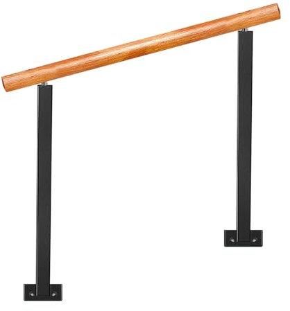 Pasamanos de transición de decoración moderna, pasamanos de madera para interiores y exteriores barandilla de escalera de montaje lateral pasamanos de hierro forjado para porche delantero para jardín