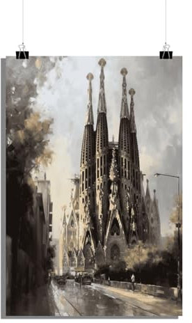 25 Artstreet La Sagrada Familia Poster - Barcelona Poster - Meisterwerk von Gaudí Wanddekoration - Hochwertiger Wandkunst-Druck - Perfekt zum Einrahmen (Size 51x71)
