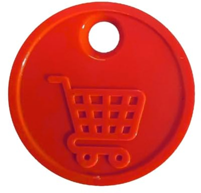 CombiCraft jeton de Caddie Plastique, Format de 50 centimes, jeton de Caddie Rouge, Emballage de 100 pièces, Adapter pour Chariots de supermarché, casiers, casiers de Piscine et Plus
