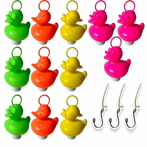 Juego de Pesca de Patos con 12 Patos Multicolor de Plástico con Gancho y Peso Incluye 3 Anzuelos, Juguete de Baño - Juguete Piscina - Pesca Patos Niños y Niñas (Multicolor)
