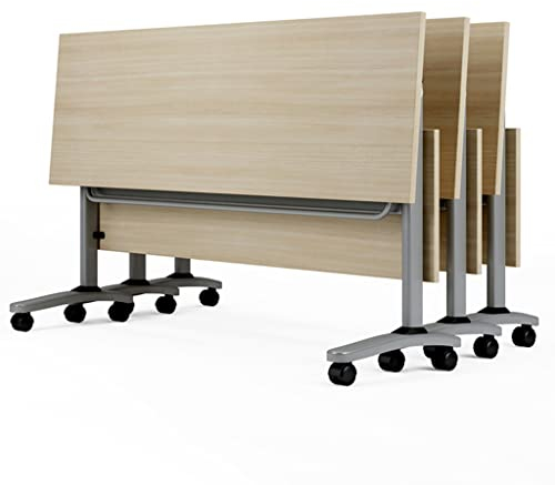 3 Stück mobiler Schulungstisch mit Klappdeckel und Bescheidenheit, moderner rechteckiger Seminar-Schulungstisch, klappbarer Besprechungstisch (Farbe: Holz, Größe: 120 x 60 x 75 cm) (Holz 120