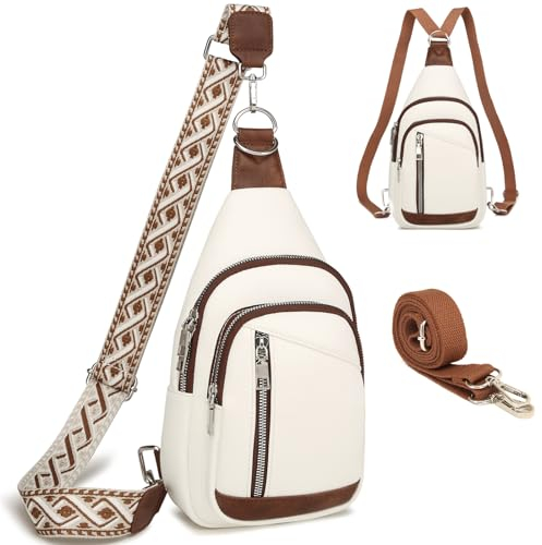 Travistar Brusttasche Damen Sling Bag Herren 2 in 1 Rucksack Damen Klein mit 2 Abnehmbare Schultergurte, PU Leder Crossbody Bag Damen Umhängetasche Handtasche Schultertasche Diebstahlsichere