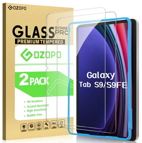 GOZOPO Protector de Pantalla Para Samsung Galaxy Tab S9 11 pulgadas y Galaxy Tab S9 FE/ S10 FE 10,9 Pulgadas, con Marco de Instalación Vidrio Templado