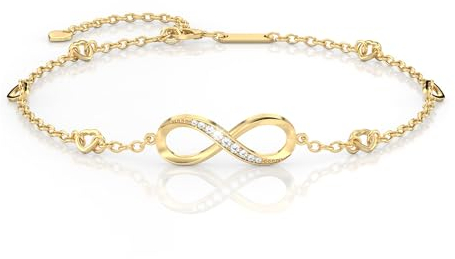 STEIGEL® Armband, 925 Sterling Silber, Schmuck für Frauen, Mädchen, Zirkonia, Infinity, Unendlichkeitszeichen Symbol, Unendliche Liebe mit Herz, Geschenk Weihnachten, Valentinstag, Geburtstag (Gold)