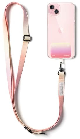 Ringke Holder Link Snap Hook Lanyard [Kordel + TPU Farbpad], Verstellbarer Karabinerhaken Crossbody-Handyband Kompatibel mit Universeller Handyhülle - Aloha Sunset