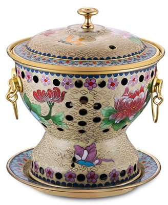 HHCTEBEC Cloisonné-Kupfer-Hot Pot, Vintage, Traditioneller Chinesischer Einzel-Kupfertopf, Alter Peking-Kupfertopf, Separater Topf, Rindfleisch-Kupfertopf,L