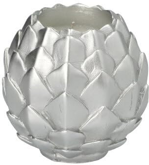 6x Kugelkerze Ø 10 cm silber 'Pine Cone'