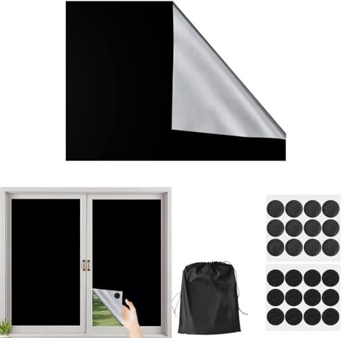 NJCXOLA ZKGYUS Oscurante per Finestre, Tenda a senza Forare per Finestre da Tetto, Tenda Oscurante con 32 paia di velcro, Blackout al 100% per Finestre, ufficio, studio, auto - 100 x 145cm