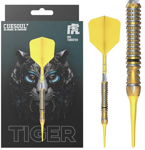 CUESOUL Chinese Zodiac Tiger 20 g Soft Tip 90% Wolfram Dart-Set mit Titanbeschichtung und integriertem ROST T19 Flight