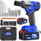Cordless Impact Wrench,1/2 Brushless Power Impact Gun,2500RPM Electric Wrench, Max Torque 550N.m with 4 Sockets, 12PCS Screwdriver Bits, 2X 4.0Ah Battery & Carry Box for Car Home (Blue)