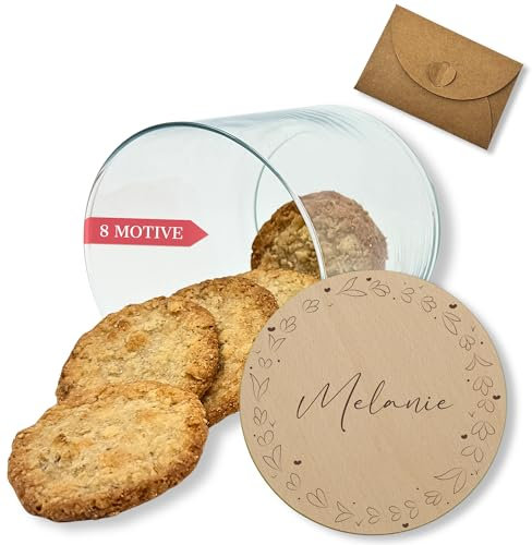 Vorratsgläser mit Deckel personalisiert mit Gravur, kleine Geschenke, Keksdose personalisiert, Dankeschön Geschenke, Holzdeckel mit Gravur, Personalisierte Geschenke, Danke Geschenk (Design 8, 880ml)