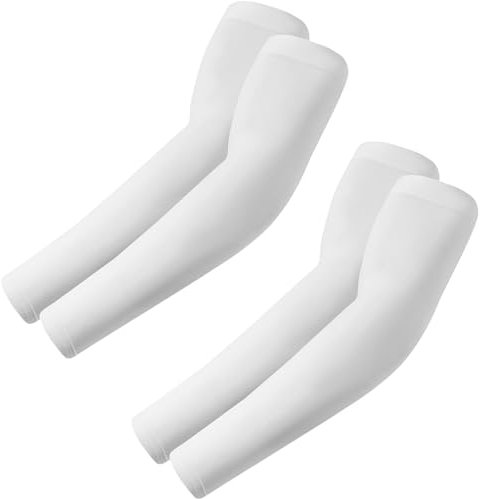 fuinloth 2 Paare Gaming Arm Sleeves, Arm Stulpen Armschoner für Damen/Herren, Volleyball Basketball Sport Ärmel 2 Weiß