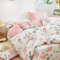 Nyescasa Housse de Couette 140x200 Blanc Rose Fleurie Feuille Floral Coloré Réversible Parure de lit Adulte 1 Personne en Microfibre Housse Couette avec Fermeture Éclair et Taie d'oreiller 65x65cm