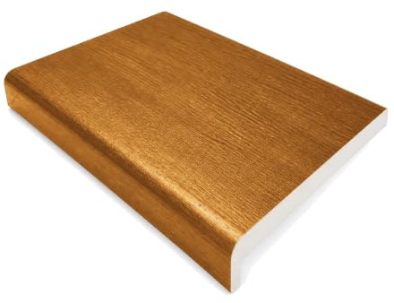 300mm x 3m Golden Oak uPVC Fascia Capping & Sill Cover + End Caps – 1 Pack