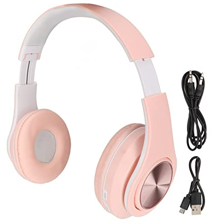 Culnflun Casque Bluetooth, réduction de Bruit Casque sans Fil Cuir PU en Cuir sur Oreille Pliable RVB Light Gaming Musique pour Enfants Adults Téléphone Ordinateur Portable ABS 40m (Rose)