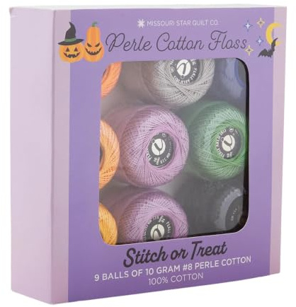 Missouri Star Stitch-or-Treat Perle Cotton Floss Pack – 9 Vibrant #8 Perle Cotton Embroidery Thread Balls for Halloween Quilting, Hand Stitching & Peel & Stitch Projects