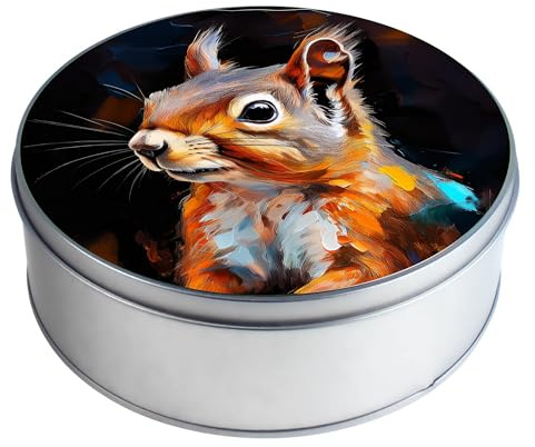 Merchandise for Fans Metalldose/Geschenkdose/Vorratsdose/Aufbewahrungsdose/Keksdose Metall rund - Waldtier Eichhörnchen 79
