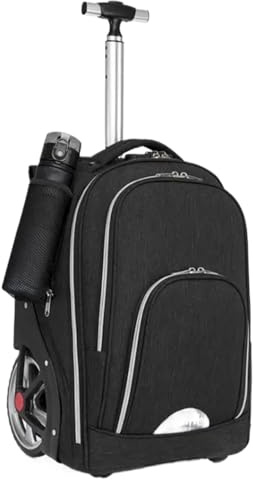 Schulranzen Mit Rollen 18 Zoll große Räder Schultrolley-Rucksacktasche for Teenager Schulrucksack mit Rädern und Trolley Reiserollgepäcktasche FüR Schule, Uni, Reisen(Black)