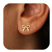 WATEFOER Gold Schleifen Ohrringe für Damen Mädchen, 18K Vergoldet Bogen Ohrstecker Hypoallergen Schleife Creolen Ohrringe Schmuck Geschenke für Muttertag