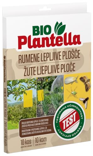Unichem Bio PLANTELLA 20 Stück Große Leimringe Gelbsticker 20 x 26cm Gelbtafeln Klebrige Insektenfallen zum Schutz der Bäume vor Schädlingen wie Trauermücken Klebeplatten