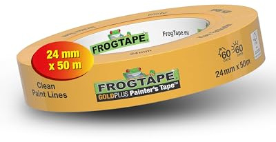FROGTAPE GoldPlus Washi Malerband, Innen & Außen, 24mm x 50m | Goldband, UV-beständig, 60 Tage ablösbar, scharfe Kanten, Malerkrepp, Lackierband