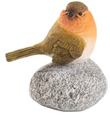 Jinhxofs Figur Naturgetreu Tischdeko mit Steinsockel Rustikal Statue für Terrasse, Vogel Mit Schiefem Kopf