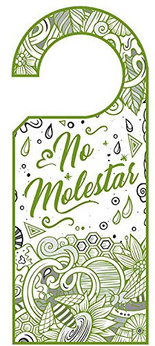 Señaletica Hotel Colgadores Puertas No molestar Verde impresión doble cara PVC | Medidas 11.00 cm x 26.00 cm | Puertas habitaciones hoteles | Resistentes | Decorativos | Pack de 5 unidades