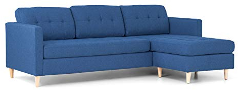 Dynamic24 Eckcouch Mars in blau Chaiselonge rechts oder Links gewendet Wohnlandschaft