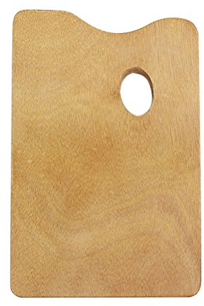 Paleta de pintura de madera cuadrada al óleo con orificio para el pulgar para acuarela, y pintura gouache