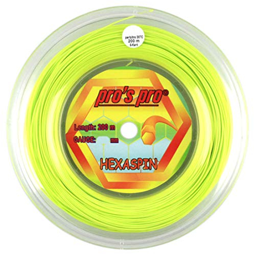 PROS PRO Hexaspin Tennissaite - 200m Rolle - 1.30mm - Lime