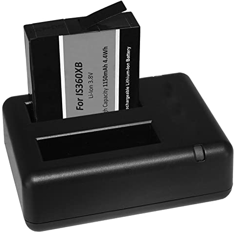 Ersatz-Akku + Dual-Ladegerät (USB) für Insta360 One X 360 Action Cam/inkl. Micro-USB-Kabel / 2 Akkus gleichzeitig ladbar