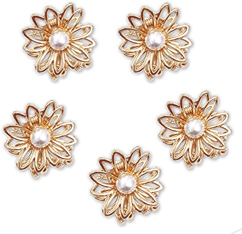 5 Petites pinces à cheveux en métal doré style fleur marguerite pour femmes et filles
