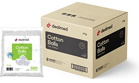 Dealmed Wattebällchen für Gesicht, Make-up und Nagellackentferner, medizinische Zwecke und Bastelarbeiten, unsterile Großpackung, wiederverschließbarer Beutel mit Reißverschluss, 100 % reine
