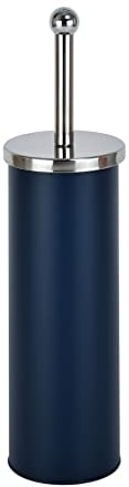 Novel Solutions Bathroom Toilet Brush and Holder. Simple and Modern Matt Blue Finish, Durable Stainless Steel Handle with Round Lid and Strong Dense Bristles, Powder Coated Steel