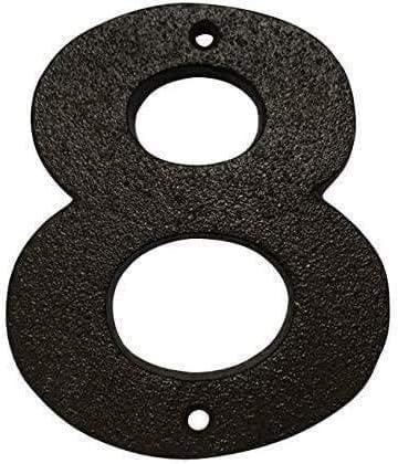 Cast Iron House & Door Numbers 0-9, A-E - Available in Black and Brown (8, Black)