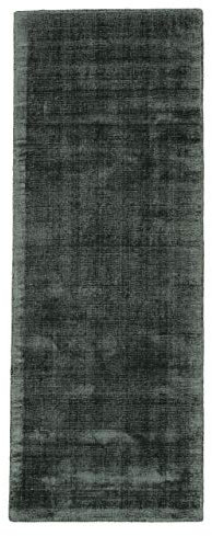 carpetfine Viskoseteppich AVA Läufer Dunkelgrün 80x300 cm | Moderner Teppich für Wohn- und Schlafzimmer