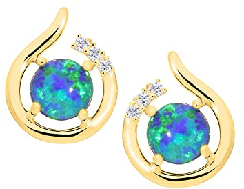My Gold Damen Ohrringe Gold 333 Mit Opal Echtes Gelbgold (8 Karat) Damenohrringe Edelsteinohrringe Oplaohrringe 11 x 5 mm Sala