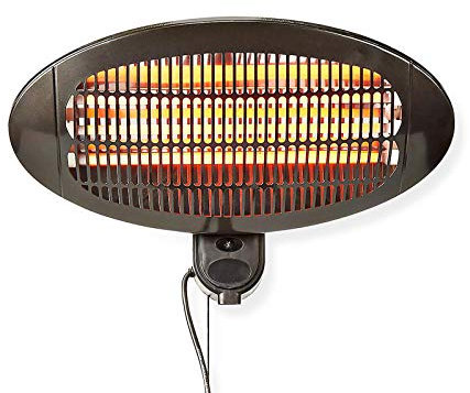 Ex-Pro 2KW Outdoor Wall Mounted Quartz Electric Garden Patio Heater, 2000W, IP34 Rated, with 3 Power Settings and Adjustable Heat Angle
