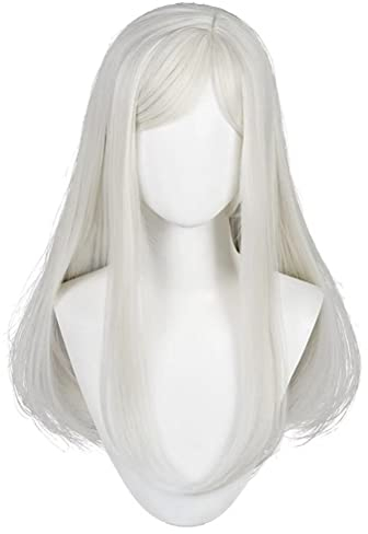 GZIRUE Weiße Lange Gerade Perücke Haar für Sanzu Haruchiyo Cosplay Wig Kostüm mit Perücke Kappe Wig Cap