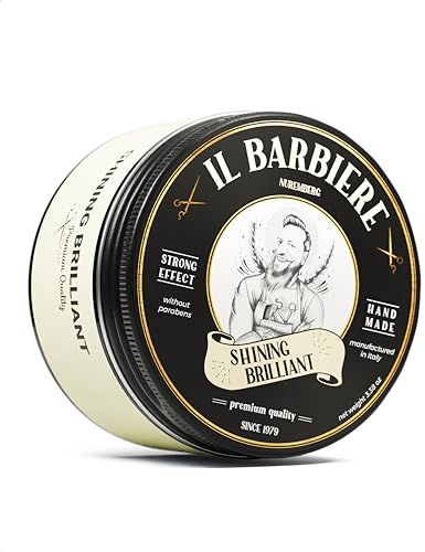 Il Barbiere® Shining Brilliant Pomade Wasserbasiert - Glänzendes Haarwachs, Flexibler Halt, Pomade Herren, Haarwachs Männer - Ohne Parabene, Silikonfrei - Handmade für einen einzigartigen Look, 100ml