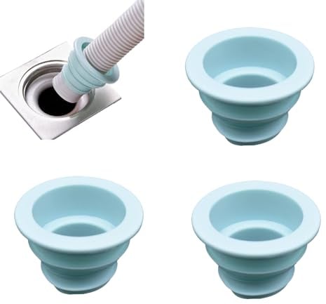 3 Pack Drain Pipe Seal Hose Silicone Plug Toilet Seal Ring,Silicone Sealing Plug Kitchen Pipe Sewer Seal Ring Washing Machine Drain Multipurpose Pipe Connector Bathroom Kitchen Laundry (Blue)