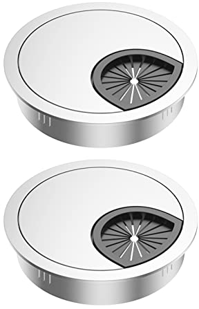 SHULLIN 2 Stück Metall Kabeldurchlass Runde Kabeldurchführungen Premium Kabeldurchführung ø 60 mm Kabeldurchführung Schreibtisch Tischdurchführung Schreibtischkanal für Möbel und Schreibtisch