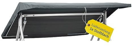 KETTtex EXKLUSIV Schaukeldach für Kettler Paradise hellgrau 248x182 I Dach Hollywoodschaukel I UV-beständiges Schaukel-Dach I 88% Polyester & 12% Polyethylen I versch. Farben