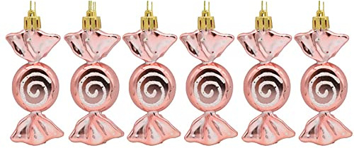 6 Stück Weihnachtsbaum Zuckerstangen zum Hängen Weihnachten Anhänger,Weihnachten Swirl Candy Ornament Weihnachten Deko Christbaumdeko für Weihnachtsbaum Christbaumanhänger Christbaumschmuck,Roségold
