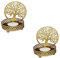 MARRAKESCH 2er Set Ramadan Teelichthalter Baum des Lebens 8cm Gold aus Metall als Hochzeitsdeko oder Tischdeko Dentro