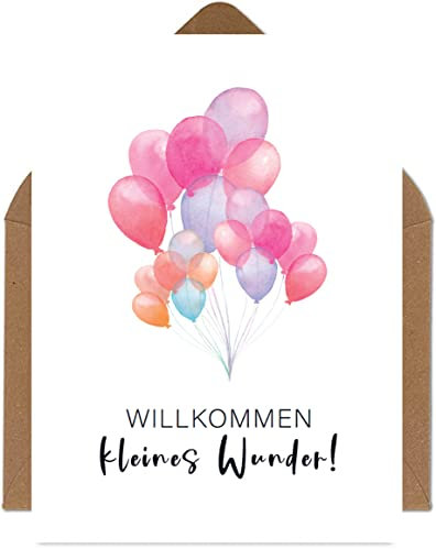 The Life Barn Postkarte mit Umschlag Willkommen kleines Wunder Glückwunsche Karte zur Geburt Baby Junge Mädchen
