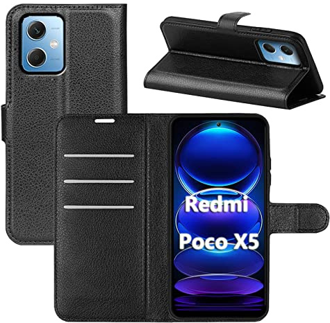betterfon Handyhülle Kompatibel mit Xiaomi X5 5G | Premium Qualität TPU Klapphülle für X5 5G mit Kartenfächern | Magnetverschluss Handyhülle | Schwarz