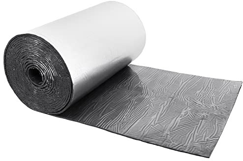 Isolant Thermique auto-adhésif 1x10M, Plaque d’isolation autocollant en caoutchouc et en Aluminium Parfait pour Protéger contre le Froid et la Lumière, le Bruit(5mm Épaisseur) 