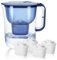 Watus Wasserfilter, Blaue Wasserfilterkanne, Enthält 4 Watus Kartuschen - Wasserfilterkanne (3,8 Liter), Trinkwasserfilterung zur Reduzierung von Kalk, Chlor, Blei und Kupfer im Leitungswasser.…